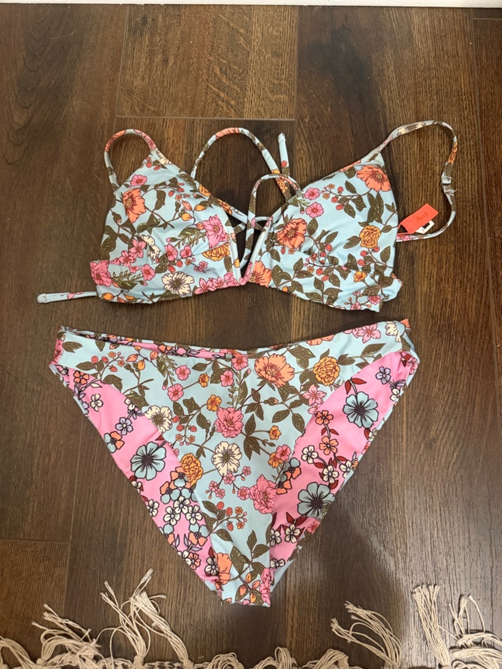 Maaji Floral Bikini Set in Light Blue, Pink, Green, Orange